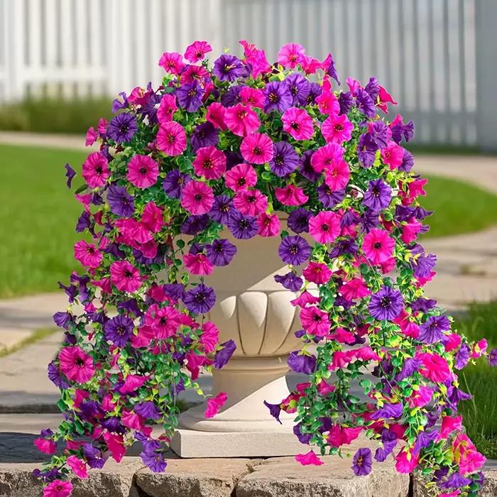 Décoration murale artificielle en rotin, 1 pièce, pour fête de mariage en plein air, jardin, cour, gloire du matin, Simulation de fleurs suspendues, décoration de maison