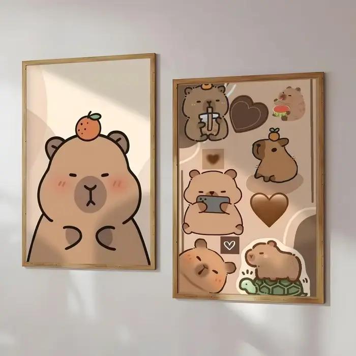 Capybara CuteAnimal Vintage peinture affiche mur Art impression étanche maison salon chambre Bar décor esthétique