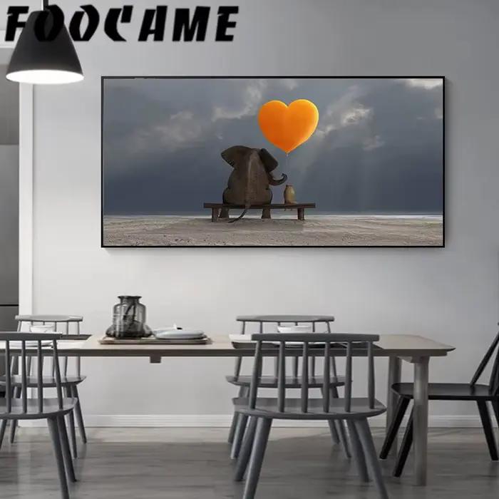 Peinture de paysage créative d'éléphant