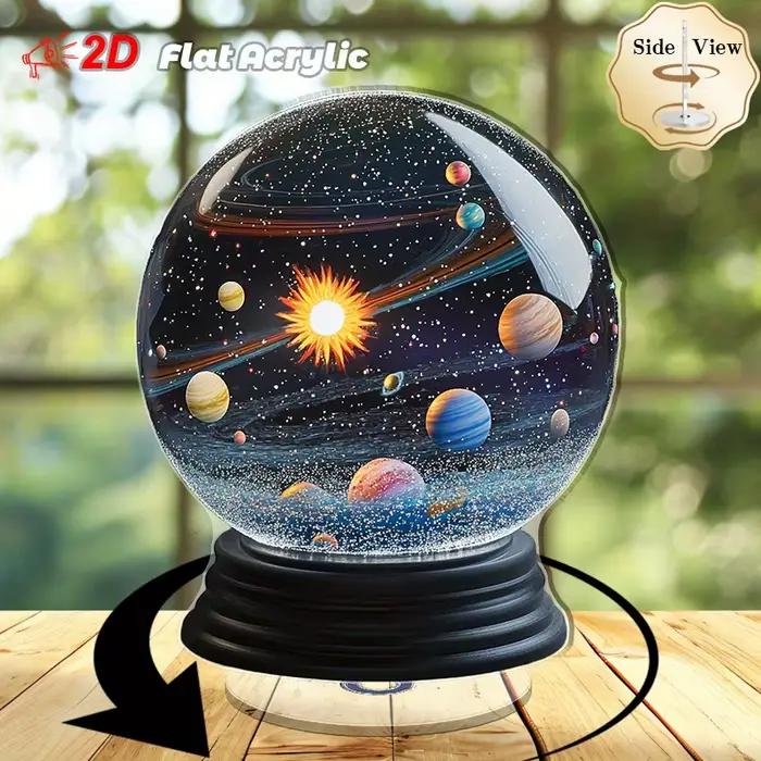 Avion rotatif 2D sur le thème de l'univers, système solaire en acrylique, Mini Globe, décor de bureau, ornement de salle, cadeau pour passionné d'astronomie, 1 pièce