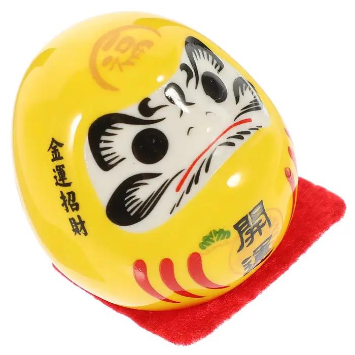 Figurine Daruma en céramique traditionnelle ornement de bureau et décoration de voiture porte-bonheur japonais pour femmes et hommes occassions spéciales
