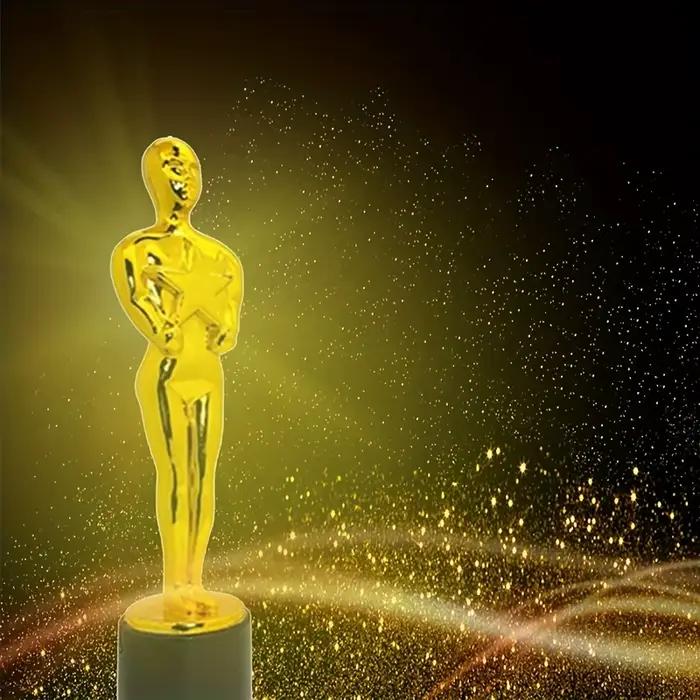 Statuettes de trophées dorés, trophées de récompense de Style Oscar en plastique pour décorations de fête, cadeaux d'appréciation, 1/3/6/12 pièces