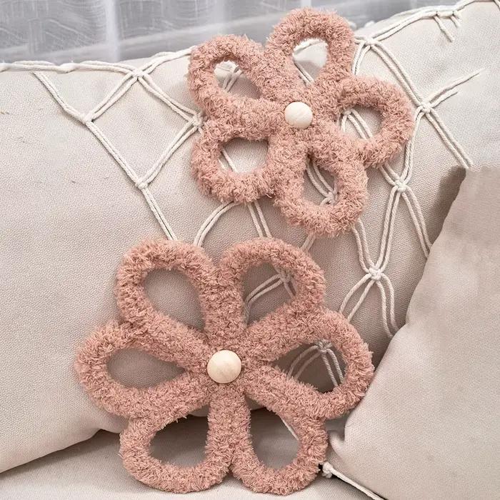 INS nordique bohème tissé marguerite fleur ornements muraux bébé enfants chambre décoration pendentif à la main artisanat pépinière décor Photo accessoires