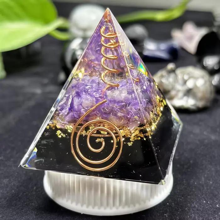 Pyramide d'Orgone en Obsidienne