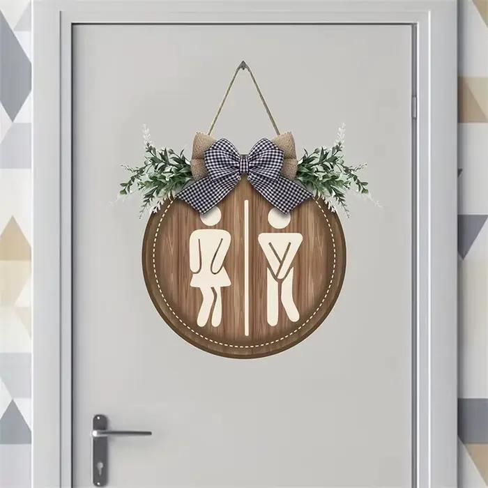 1 plaque de signalisation WC rustique en bois