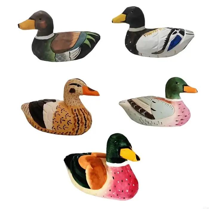 Figurine classique canard colvert en bois