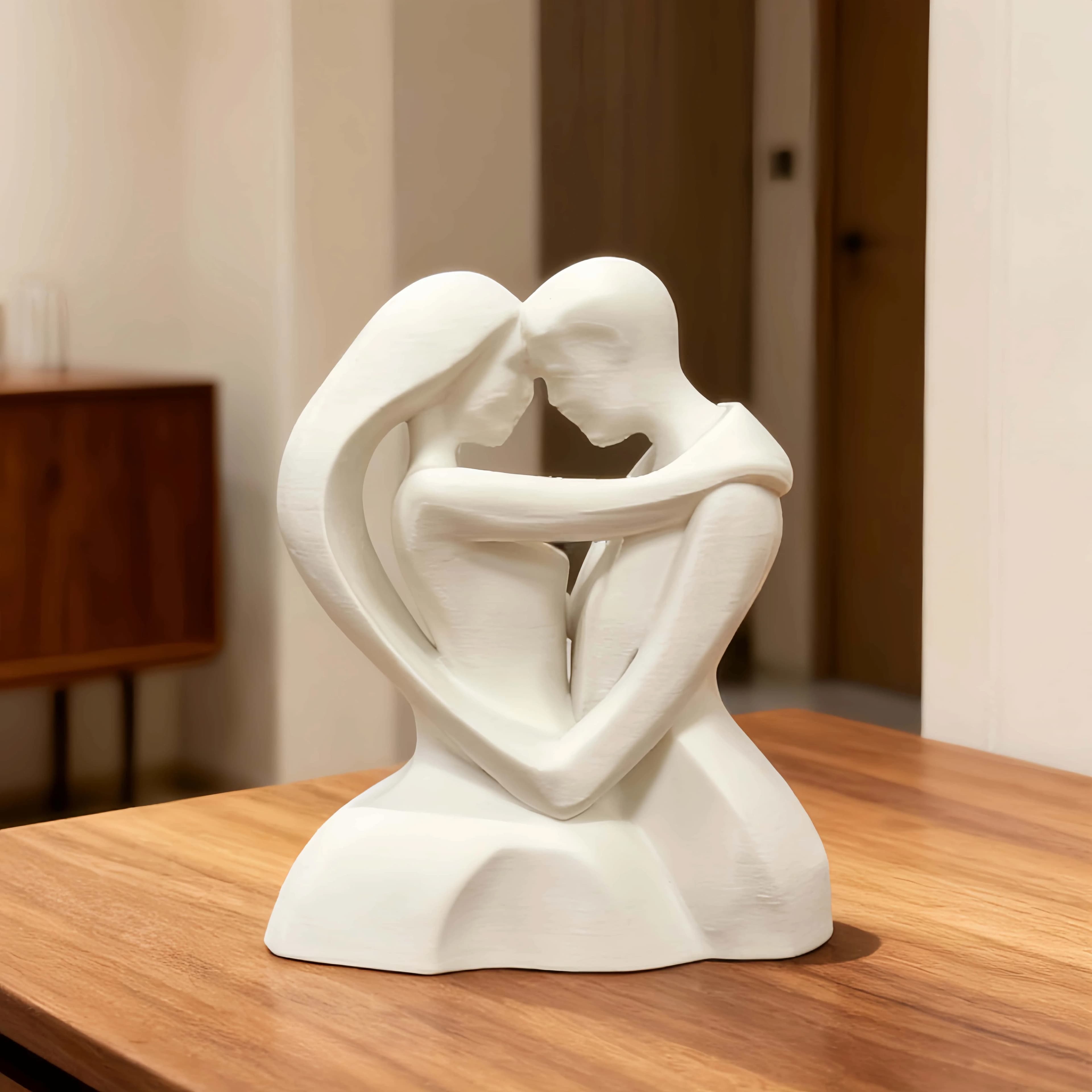 Sculpture de couple émotionnellement éclose, figurine d'amour abstraite blanche, décoration moderne 