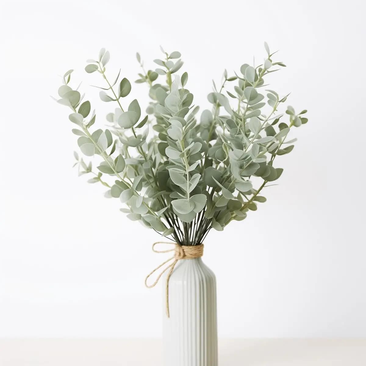 Tiges de feuilles d'eucalyptus vertes, plantes artificielles pour décoration de salon, vases de mari