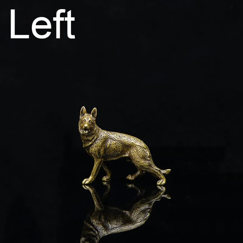 Statue de loup en laiton créative, Simulation d'animal Vintage, accessoires de figurine en métal, dé