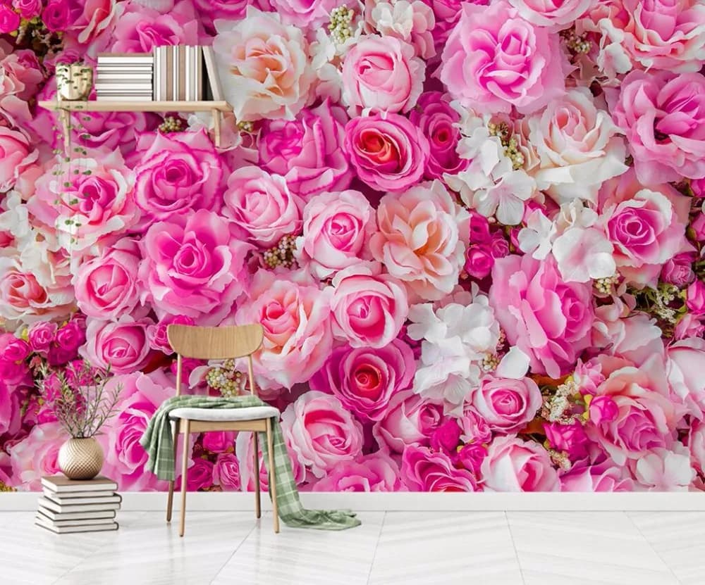 Papier Peint Nordique Moderne Rose sur Mesure, Peinture Murale de Fond de Télévision, Décor de Maiso