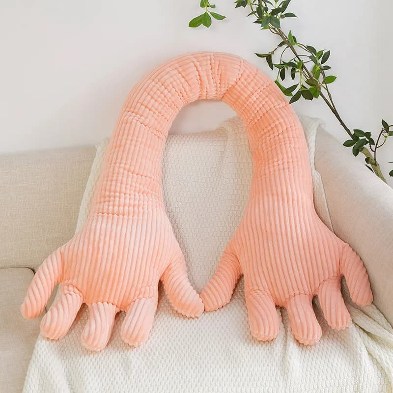 Coussin de paume Long en forme de main bleue, en peluche, pour canapé, banc, pince de jambe pour dor