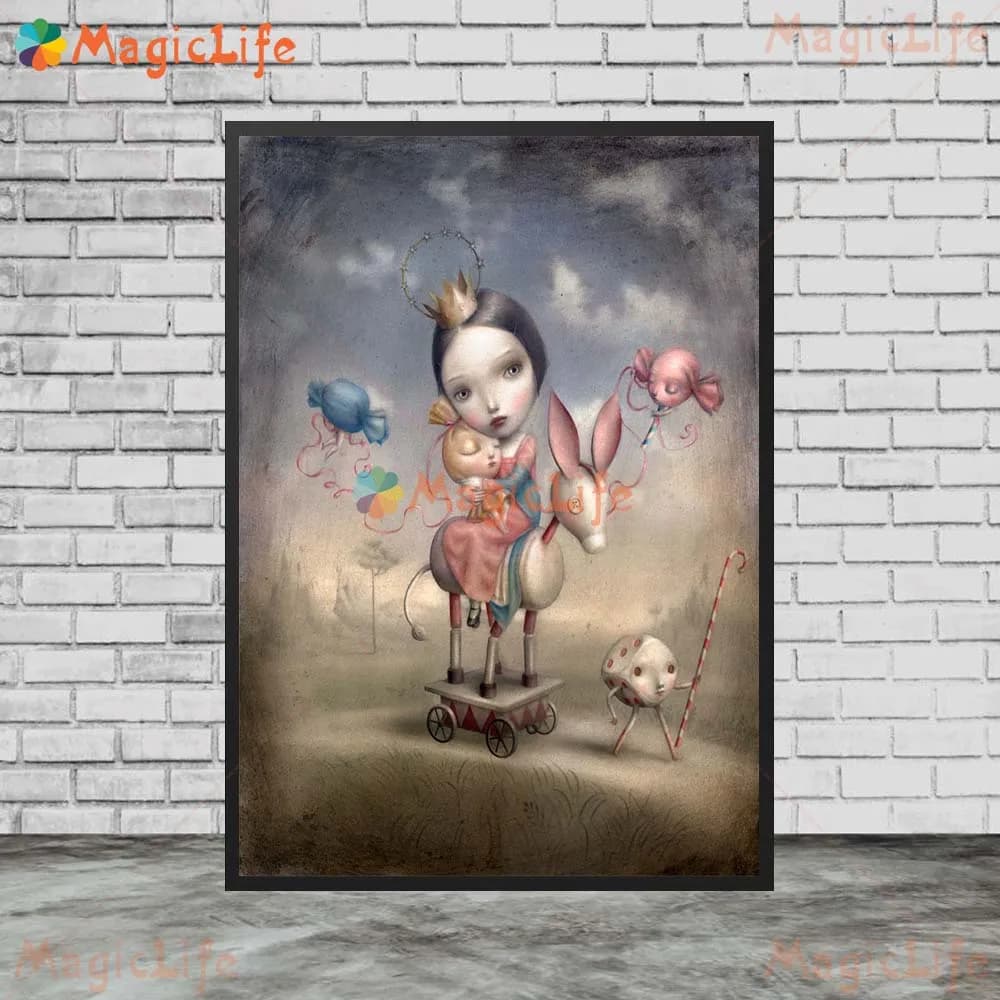 Images murales de poupée cadeau pour bébé fille, pour salon, dessin animé, affiche nordique, peintur