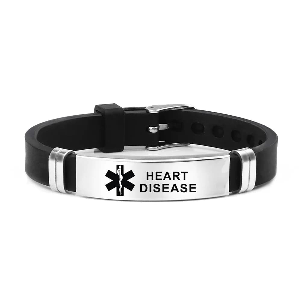 Bracelet en silicone médical Life Star en acier inoxydable, bracelet d'avertissement contre le diabè