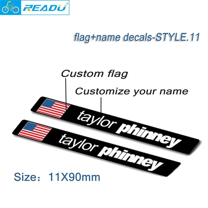 Autocollants de nom de drapeau de cadre de vélo de route autocollants d'identification de cavalier p