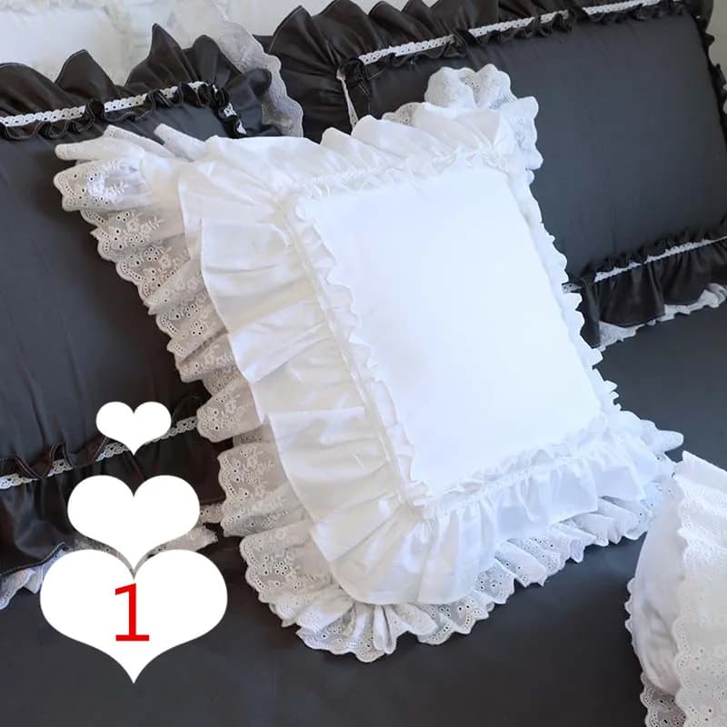 Juste de coussin brodée européenne, dentelle à volants princesse, taie d'oreiller en satin de coton,