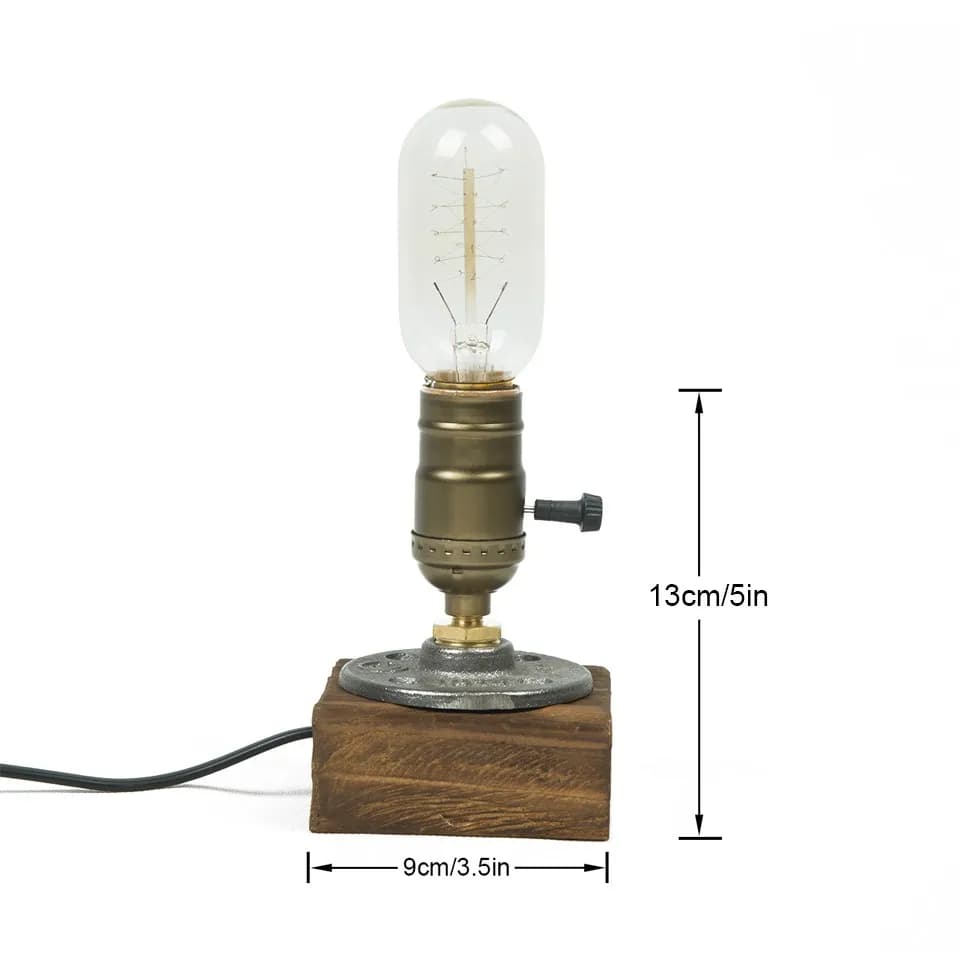 Lampe de Table industrielle Vintage avec variateur, ampoule Edison en bois, décoration d'intérieur r