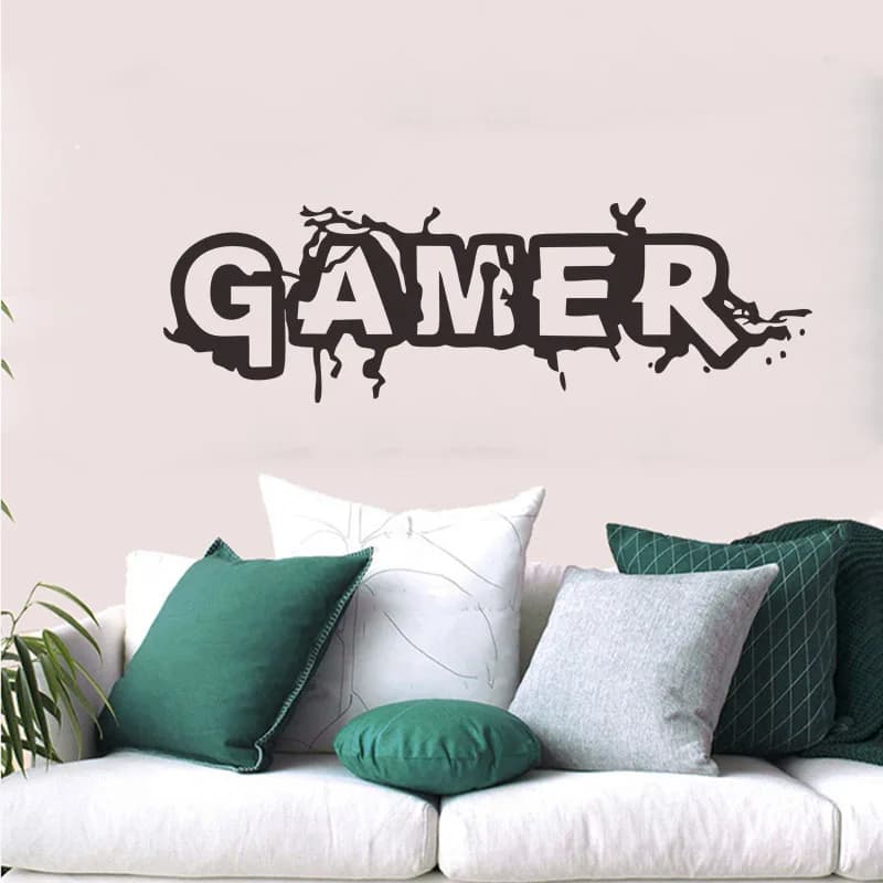 Autocollant mural motif Gamer Crack pour salon, chambre d'enfants, fond de chambre, décoration de la