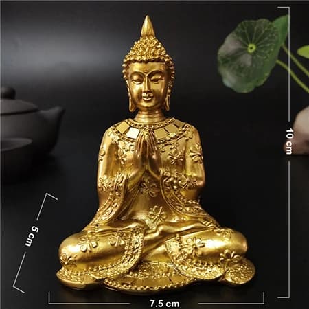 Statue de bouddha thaïlandais doré, décoration de jardin de maison, Sculpture de bouddha de méditati