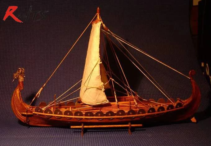 Bateau à voile classique en bois, modèle réduit de navire en bois 1/50, bateaux vikings, kit de cons