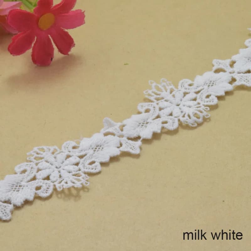 Ruban de Dentelle Française Blanche Brodée, Guipure, Garnitures DIY, Couture Warp Ogo, Accessoires d