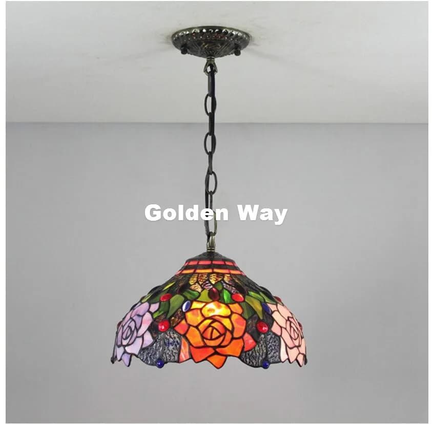 Suspension moderne Tiffany, lampe de face de style baroque diversifié, vitrail, suspension Shoaire, 