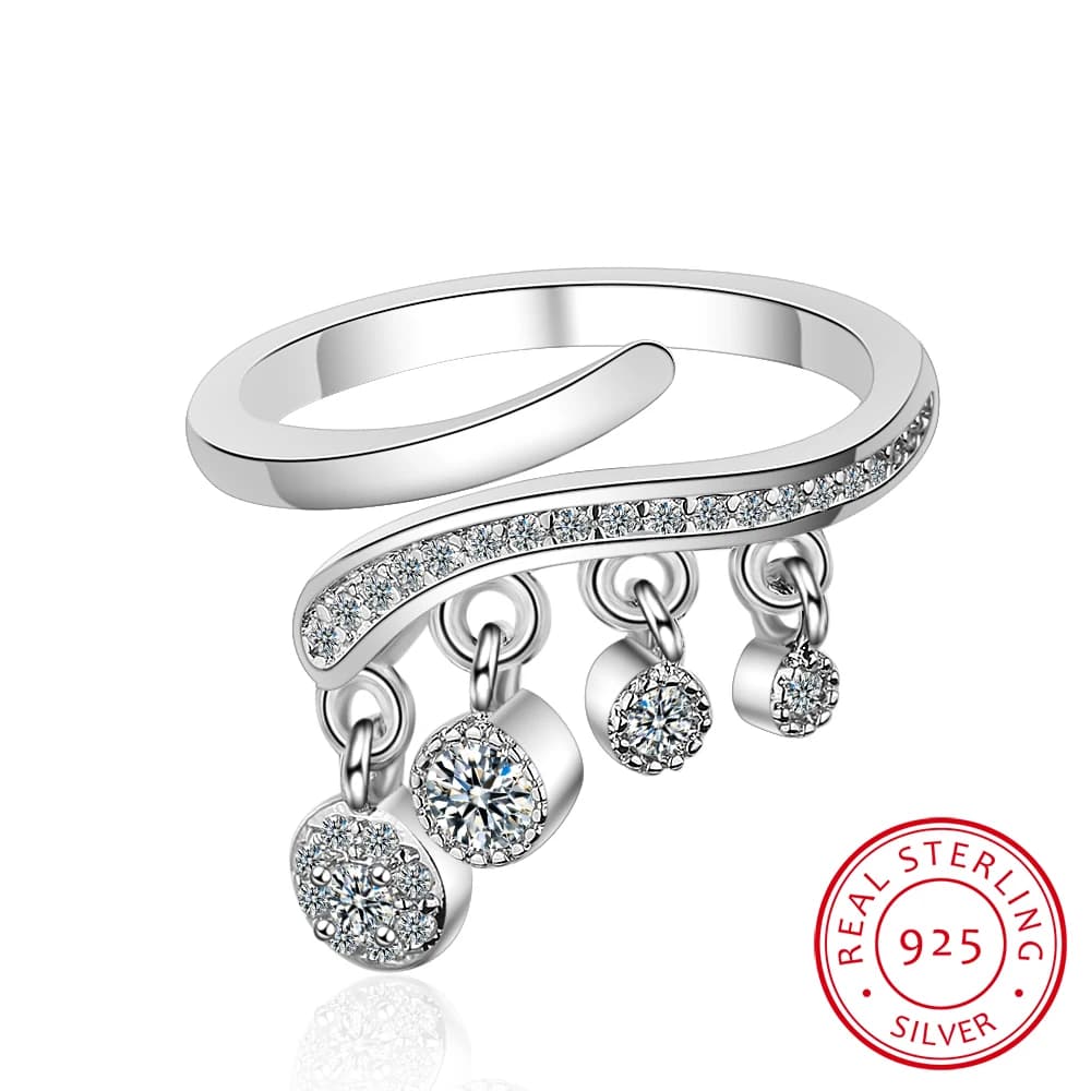 Bague en argent 925 avec pompon en zircone cubique pour femme, bijoux brillants, bohème, minimalisme