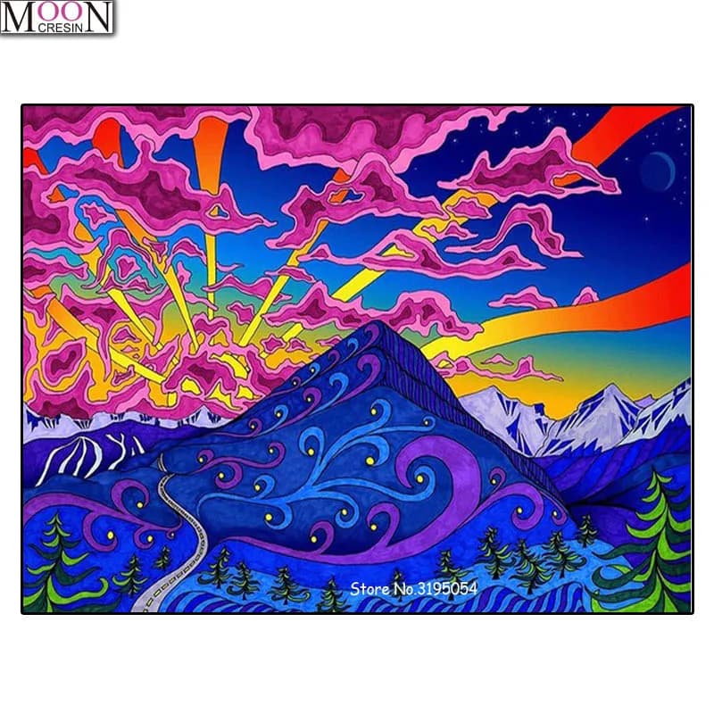 MOONCRESIN bricolage diamant broderie œuvre mystérieuse montagne peinture point de croix plein carré