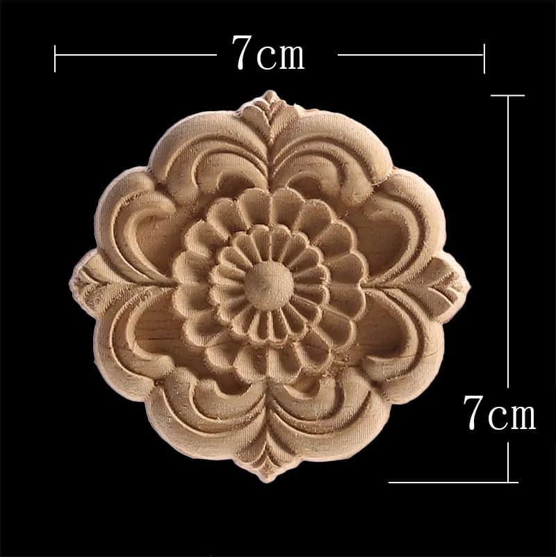 Figurines en bois, cadre en bois, appliques en bois, décalcomanie classique exquise, feuilles floral