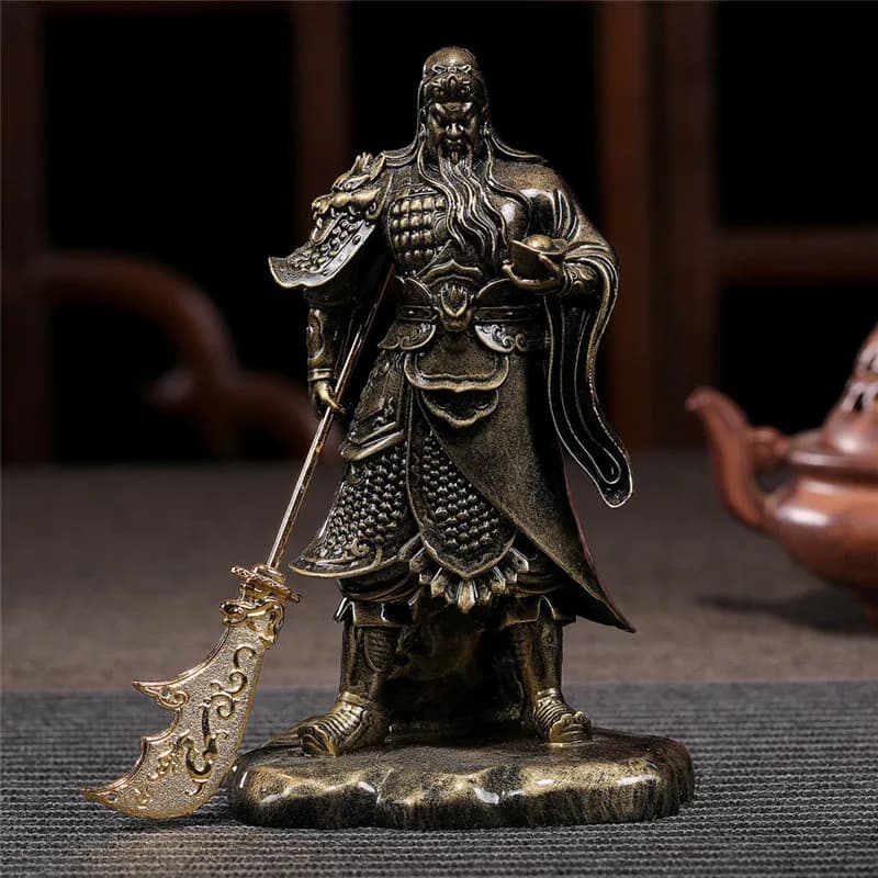 Statue de Bouddha Guan Gong chinois, couleur bronze, ornements en résine, artisanat Feng Shui, grand