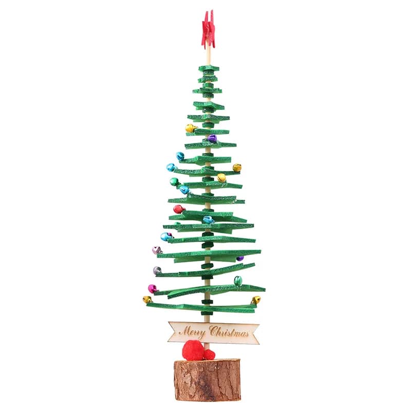 Artisanat de décoration pour arbre de noël | Étoiles en tissu Non tissé + Base en bois, Mini ornemen