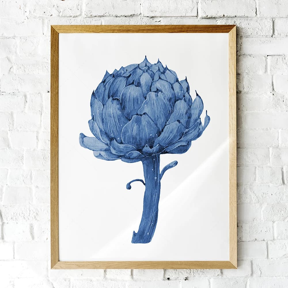 Toile d'art mural de fleurs bleu marine, peinture décorative de fleurs de plantes de Style Hampton p