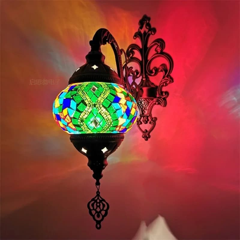 Nouvelle lampe murale en mosaïque turque de style Art déco méditerranéen, mosaïque de verre artisana