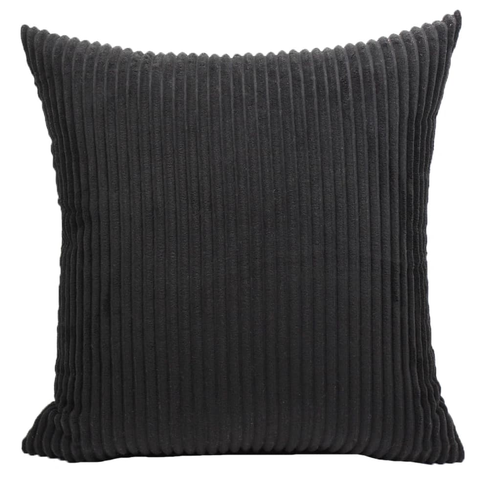 Housse de coussin en velours côtelé super doux, taie d'oreiller décorative à rayures solides, pour c