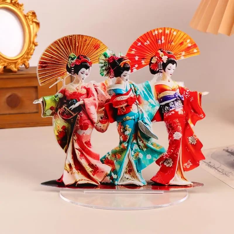 Statue légère en acrylique de Geisha japonaise traditionnelle, ornement de bureau ou décoration de f