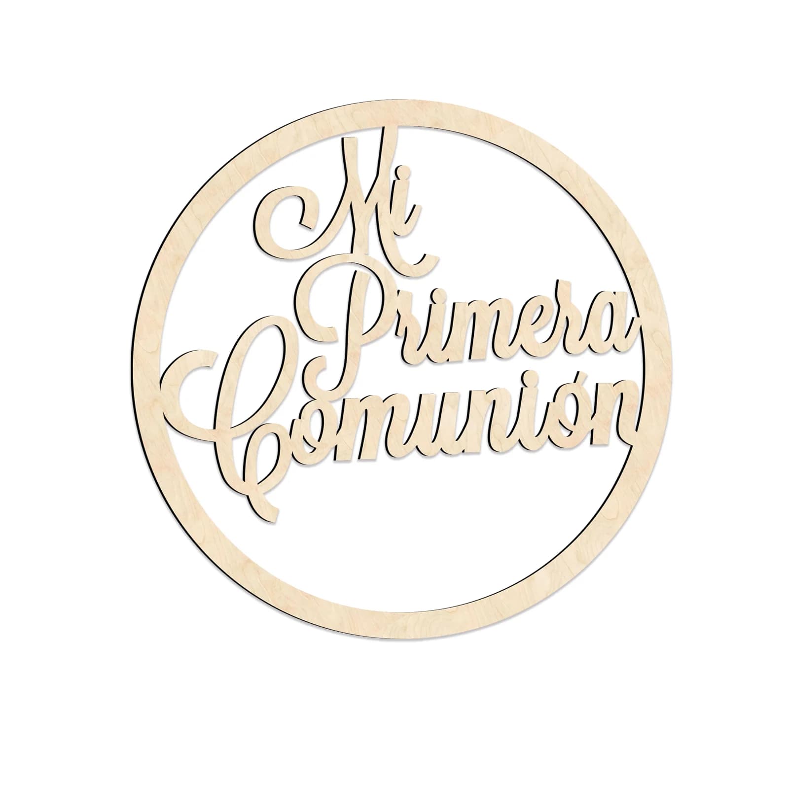 Panneau mural en bois de première communion espagnole, 30cm rond "Mi Primera Comunión", décor découp