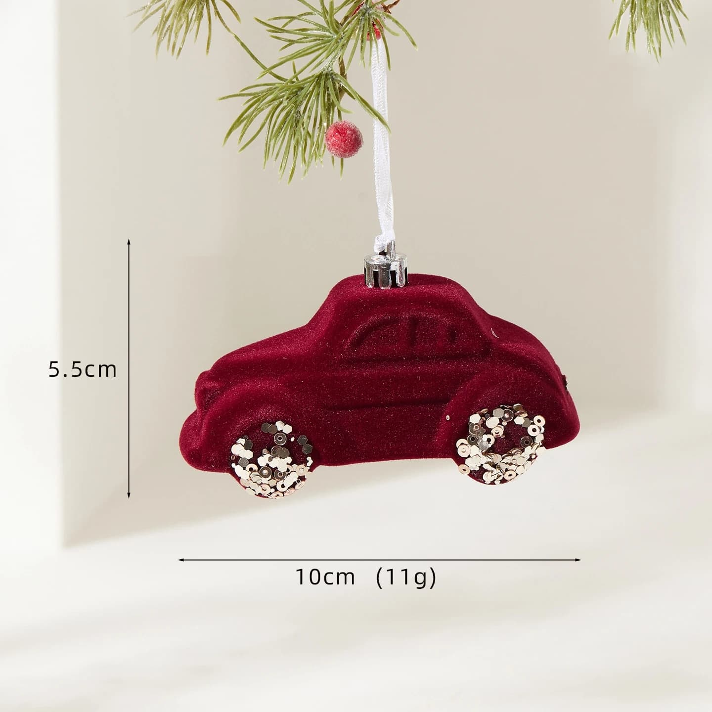 Ensemble d'ornements bordeaux, décoration d'arbre de noël nordique, ornement floqué bordeaux pour la