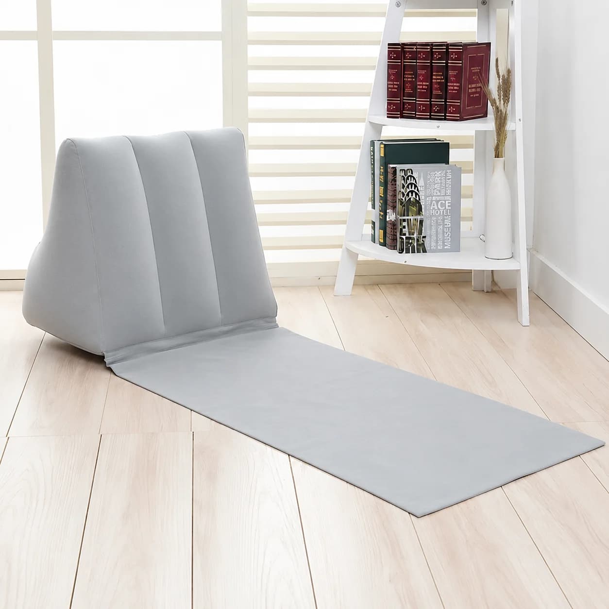 Matelas de voyage gonflable floqué épaissi pliable avec coussin de soutien pour le dos, simple ou do