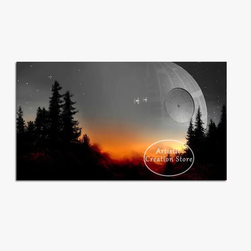 Affiches d'art mural en toile représentant des paysages de montagnes de l'univers étoilé, des guerre