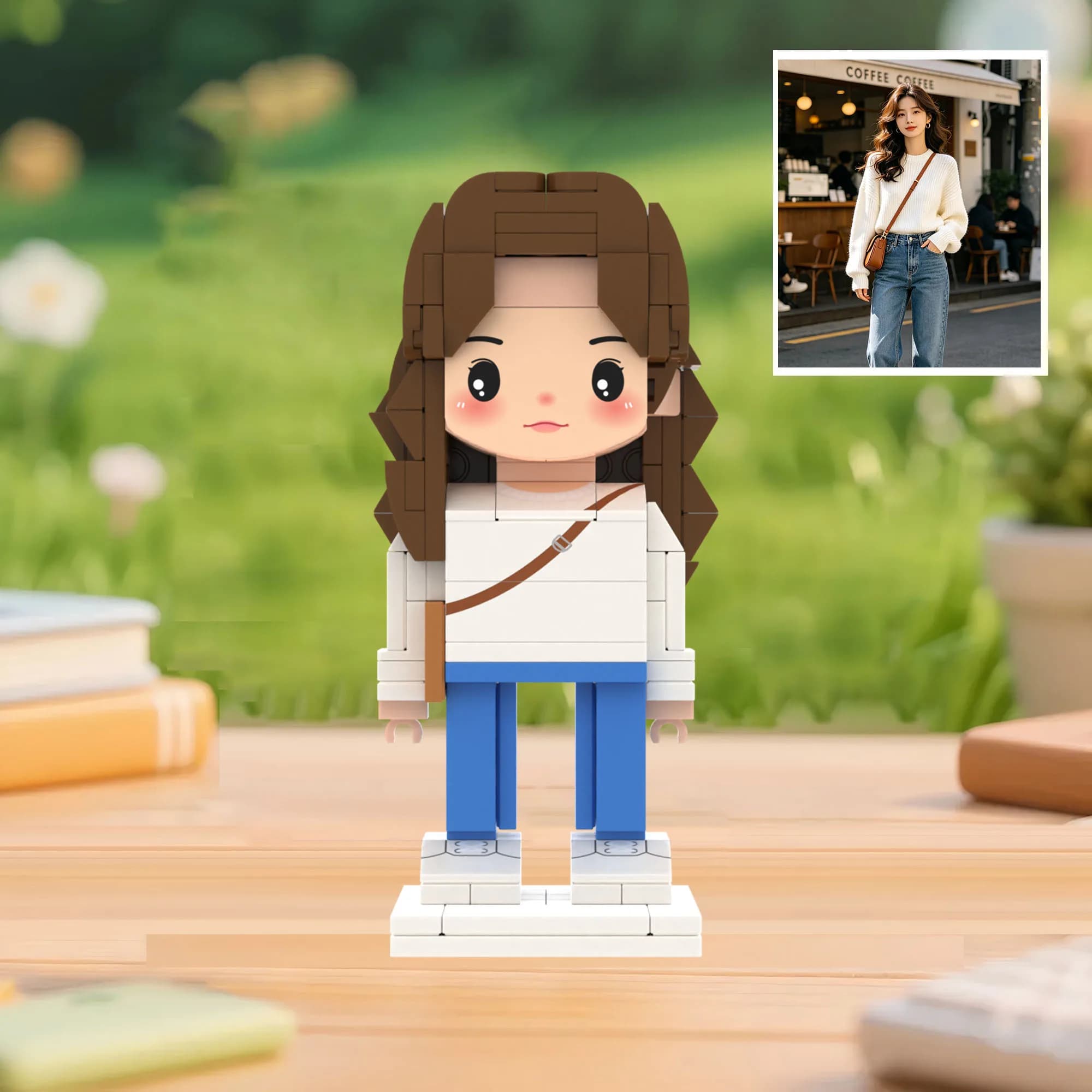 Figurines personnalisées multi-spécifications avec chevalet photo, portrait sur blocs de constructio