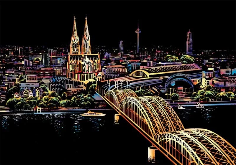 Papier de peinture à gratter, scène de nuit de la série City, cadeau créatif de peinture à gratter, 