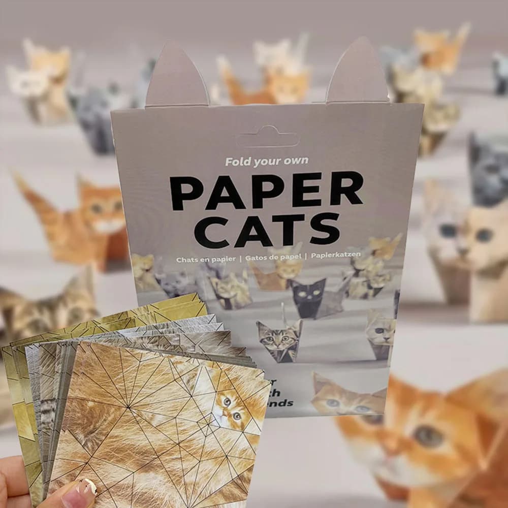 Kit de papier origami pour les amoureux des chatons, design chat, chiot, dinosaure, 50 pages, fait m