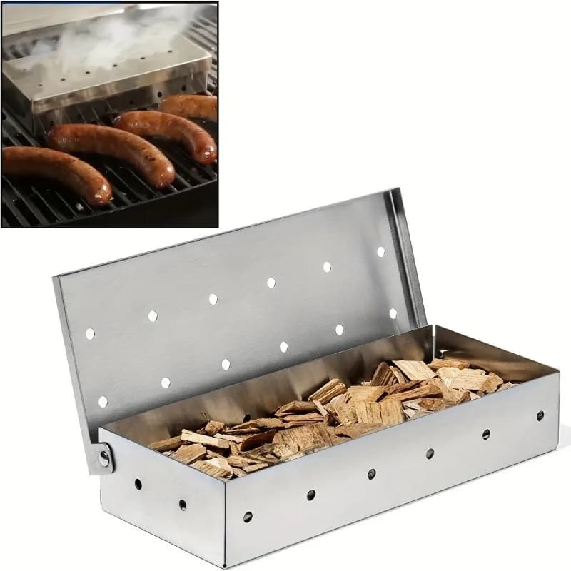 Boîte de fumeur en acier inoxydable pour barbecue à gaz, fumeur de copeaux de bois, fumeur de viande