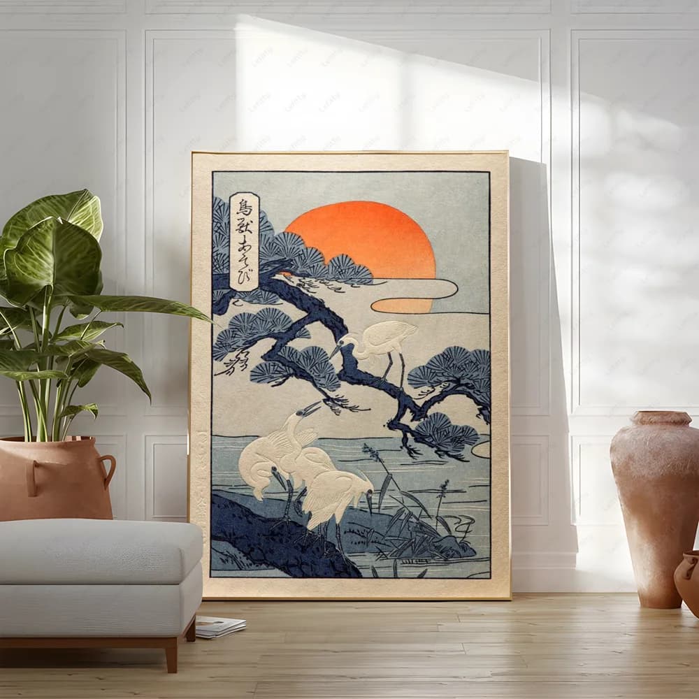 Affiche de peinture japonaise, décor de salle, décoration de maison, impression d'art mural intérieu