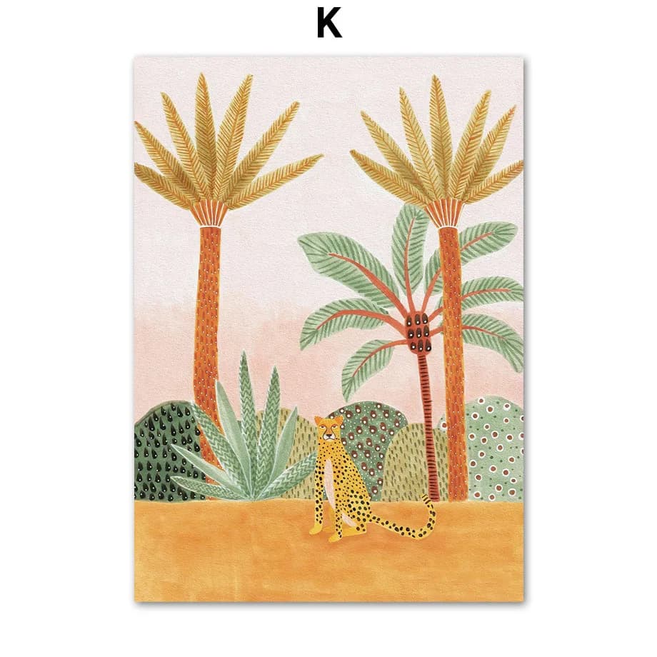 Affiche d'animaux de la jungle tropicale, girafe, singe, lion, art mural, impression sur toile, pein