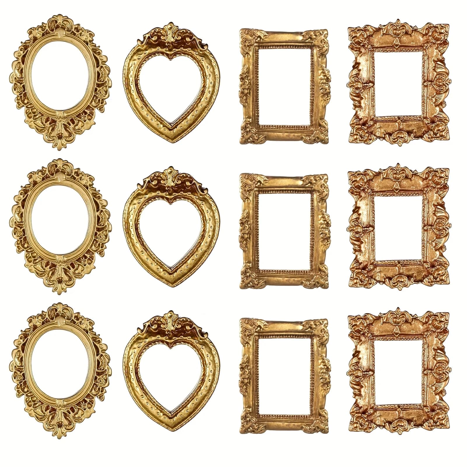 12 pièces doré Baroque résine Vintage Mini cadres Photo vitrines mariage noël Photo cadres décoratio