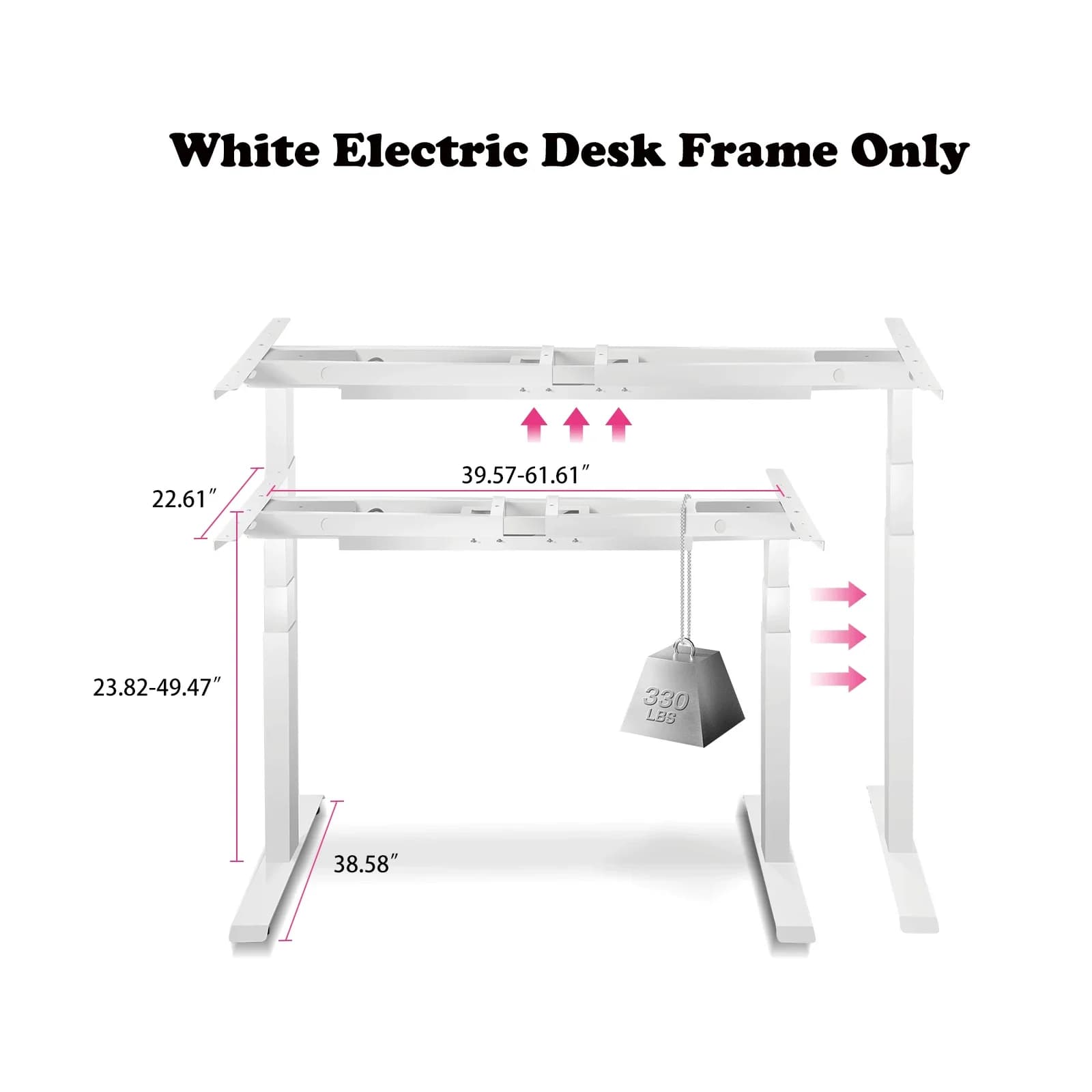 Pour cadre de bureau debout électrique, Base réglable en hauteur, double moteur avec contrôleur de m
