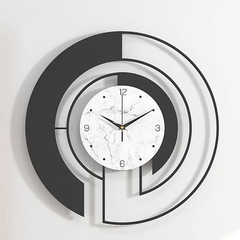 Horloge murale dorée, Art décoratif pour salon et entrée, Cadre métallique, Horloge silencieuse sans