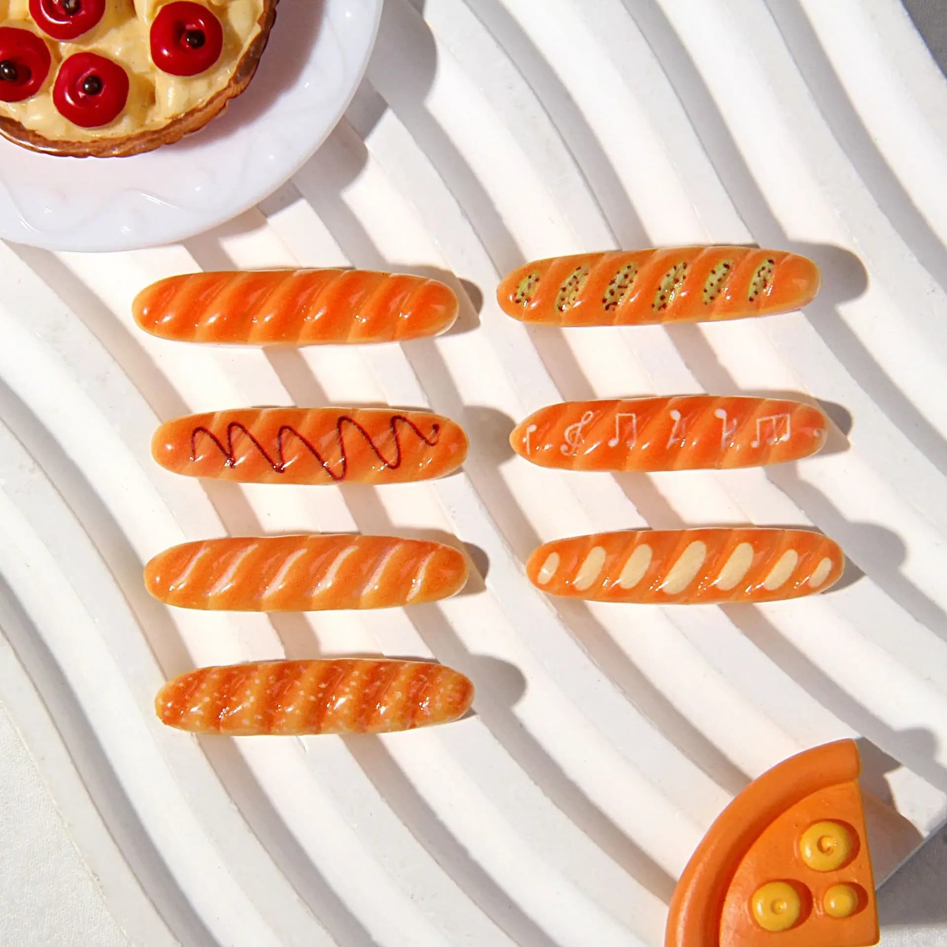 Baguette française l'inventaire en résine, 7 pièces, accessoires de cuisine, dessert, décoration de 