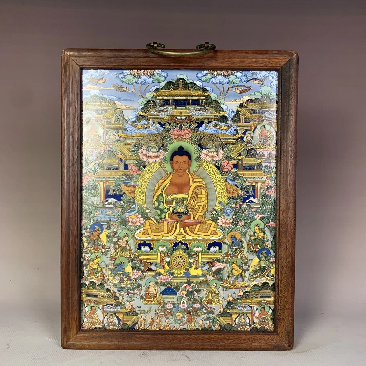 Fournitures bouddhistes, décoration murale d'autel du Temple de la maison, mandala Shakyamuni, cadre