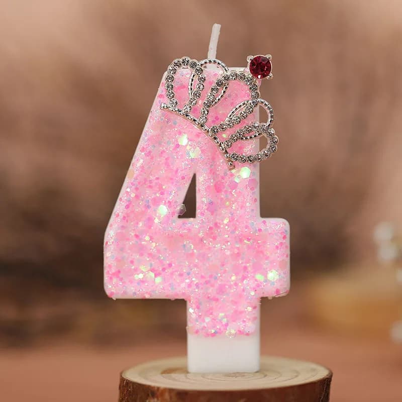 Bougies à chiffres de gâteau, bougie d'anniversaire de couleur rose, bougie créative, couronne de pr